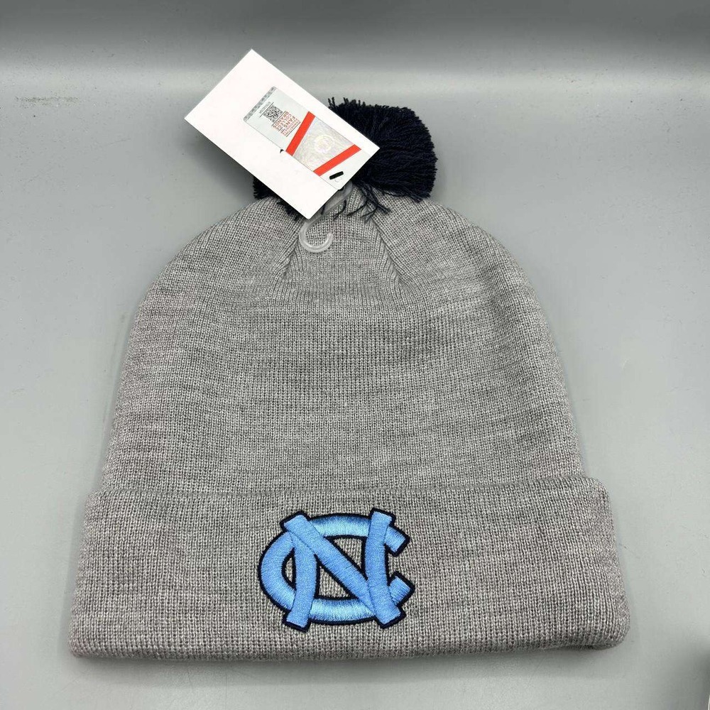 Air Jordan North Carolina Tar Heels Hat Men Gray Cuffed Beanie Pom Pom Cap New